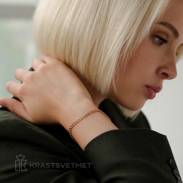 Браслет из красного золота, плетение «Гарибальди»